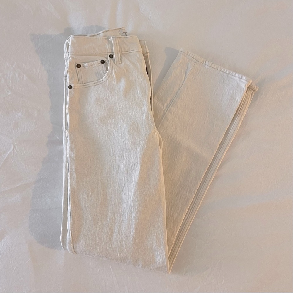 Abercrombie Cream/White Straight Leg Jeans